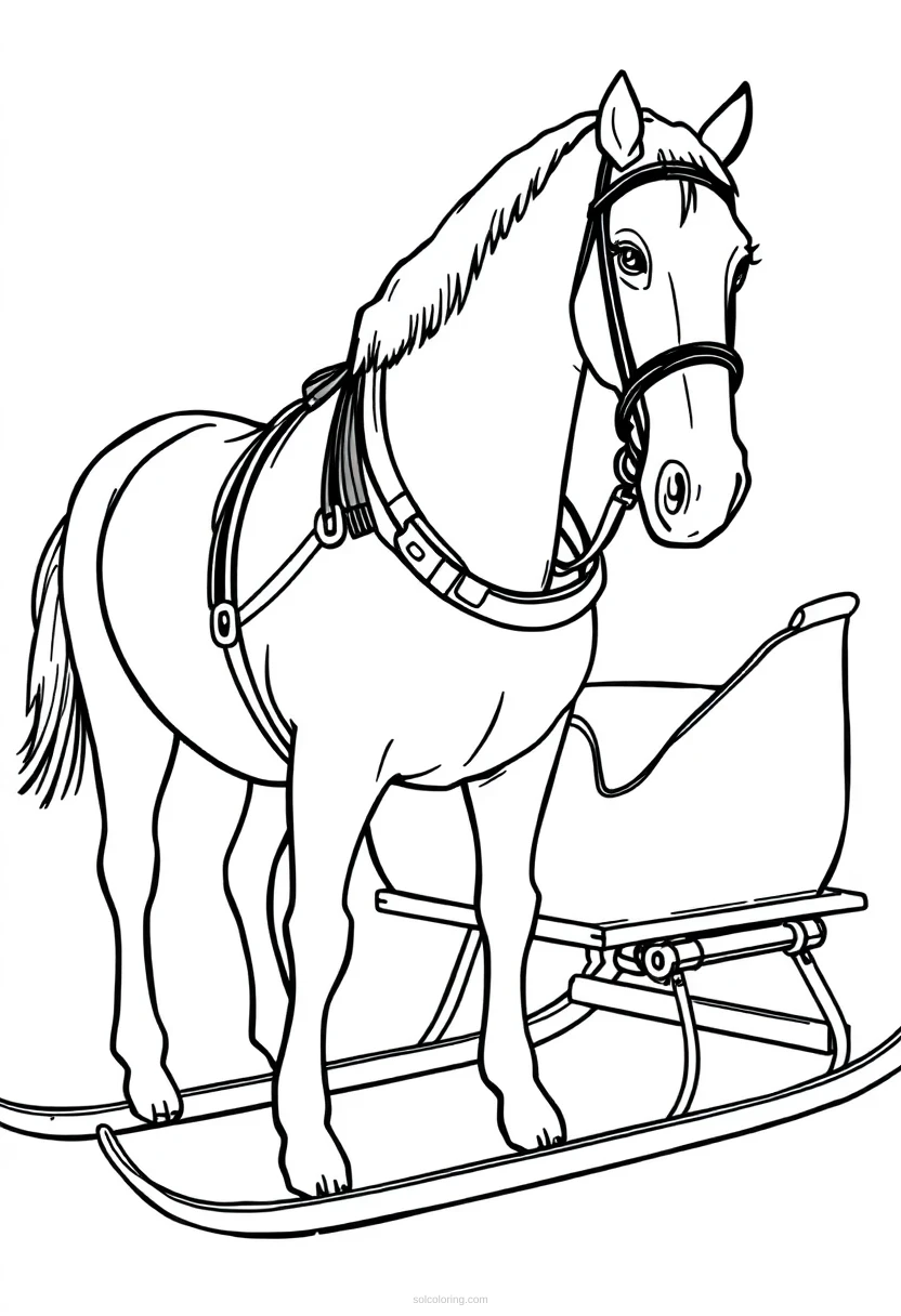 Sleigh with Harness coloring page for kids
