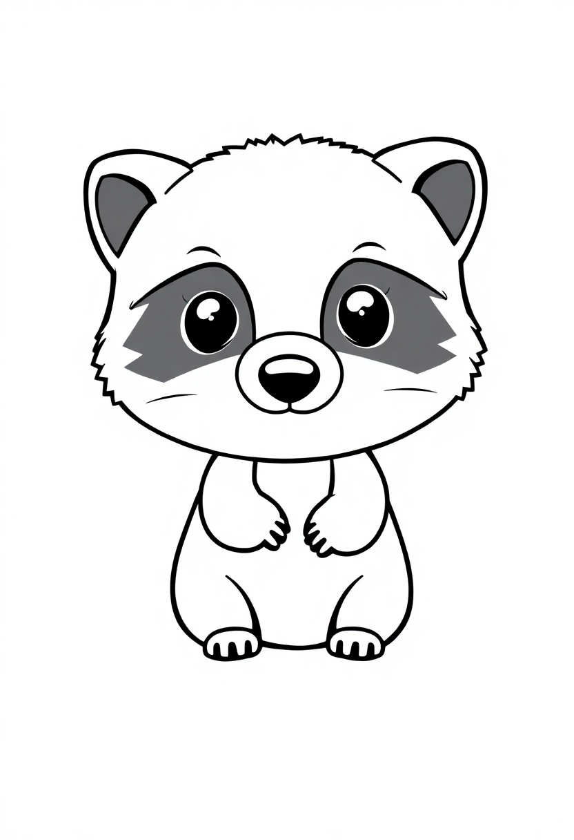 Small Raccoon coloring page, free printable