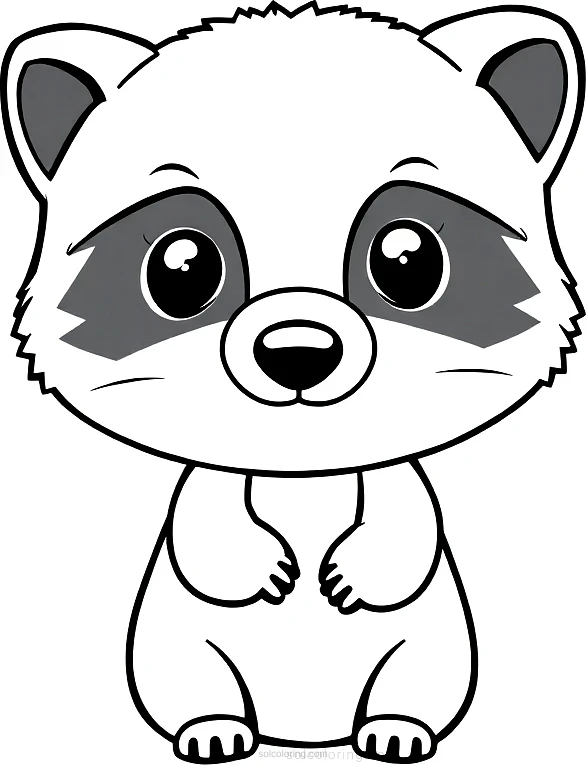 Small Raccoon coloring page for kids