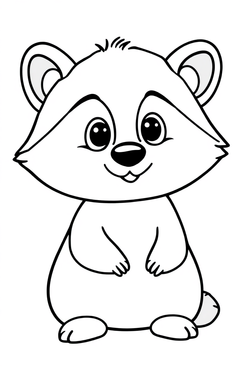 Small Raccoon coloring page, free printable