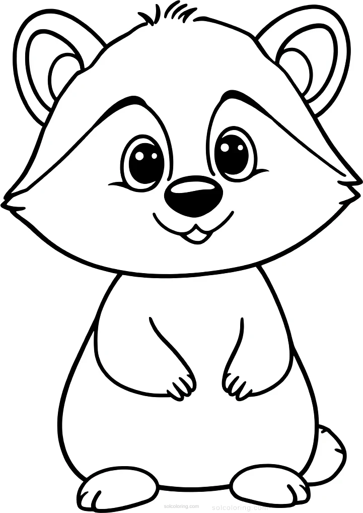 Small Raccoon coloring page for kids