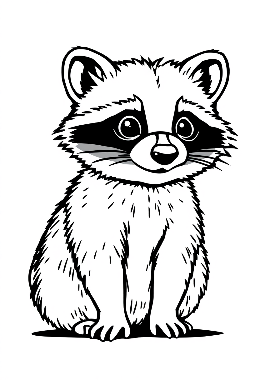Small Raccoon coloring pages