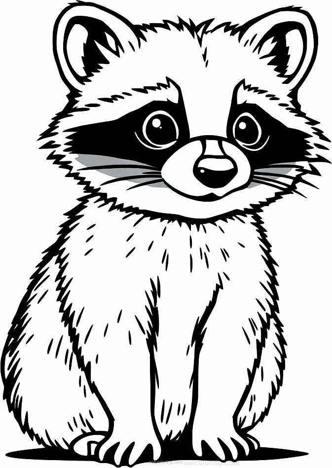 Small Raccoon coloring page for kids