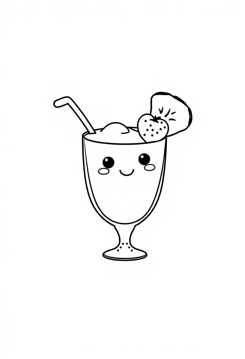 Smoothie Glass with Fruit coloring page, free printable