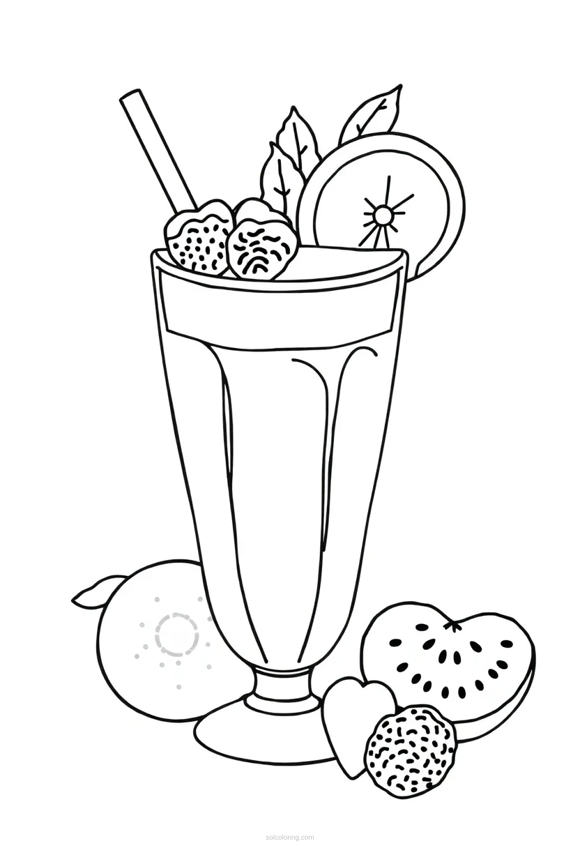Smoothie Glass With Fruit coloring page for kids