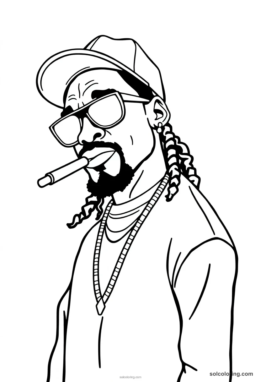Silhouette Snoop Dogg silhouette coloring page for kids