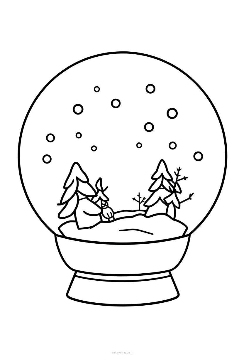 Snow Globe with Winter Scene coloring page for kids