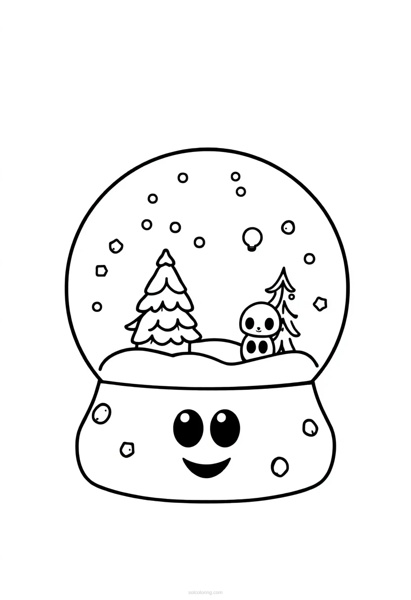 Snow Globe with Winter Scene coloring page for kids