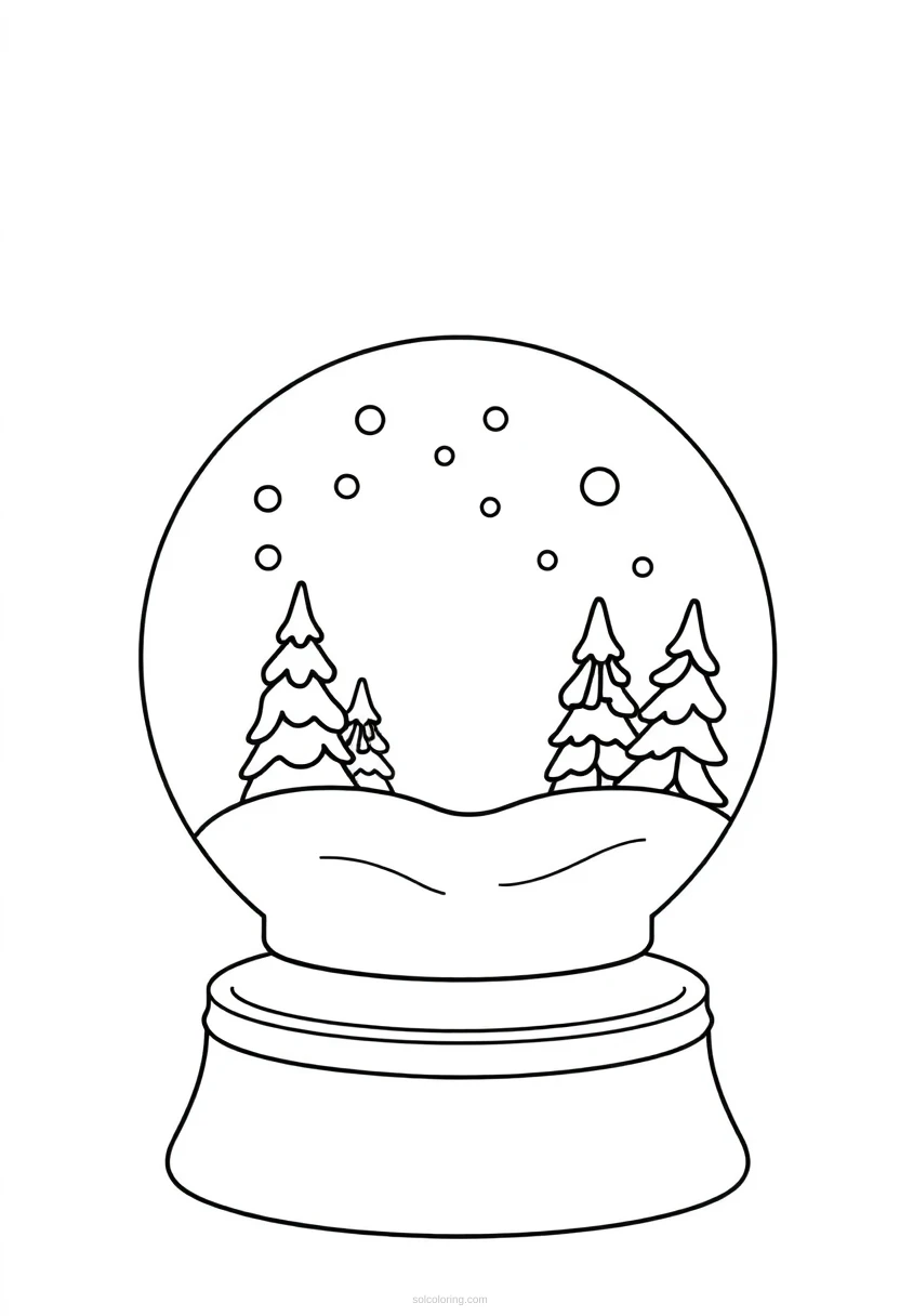 Snow Globe with Winter Scene coloring page for kids
