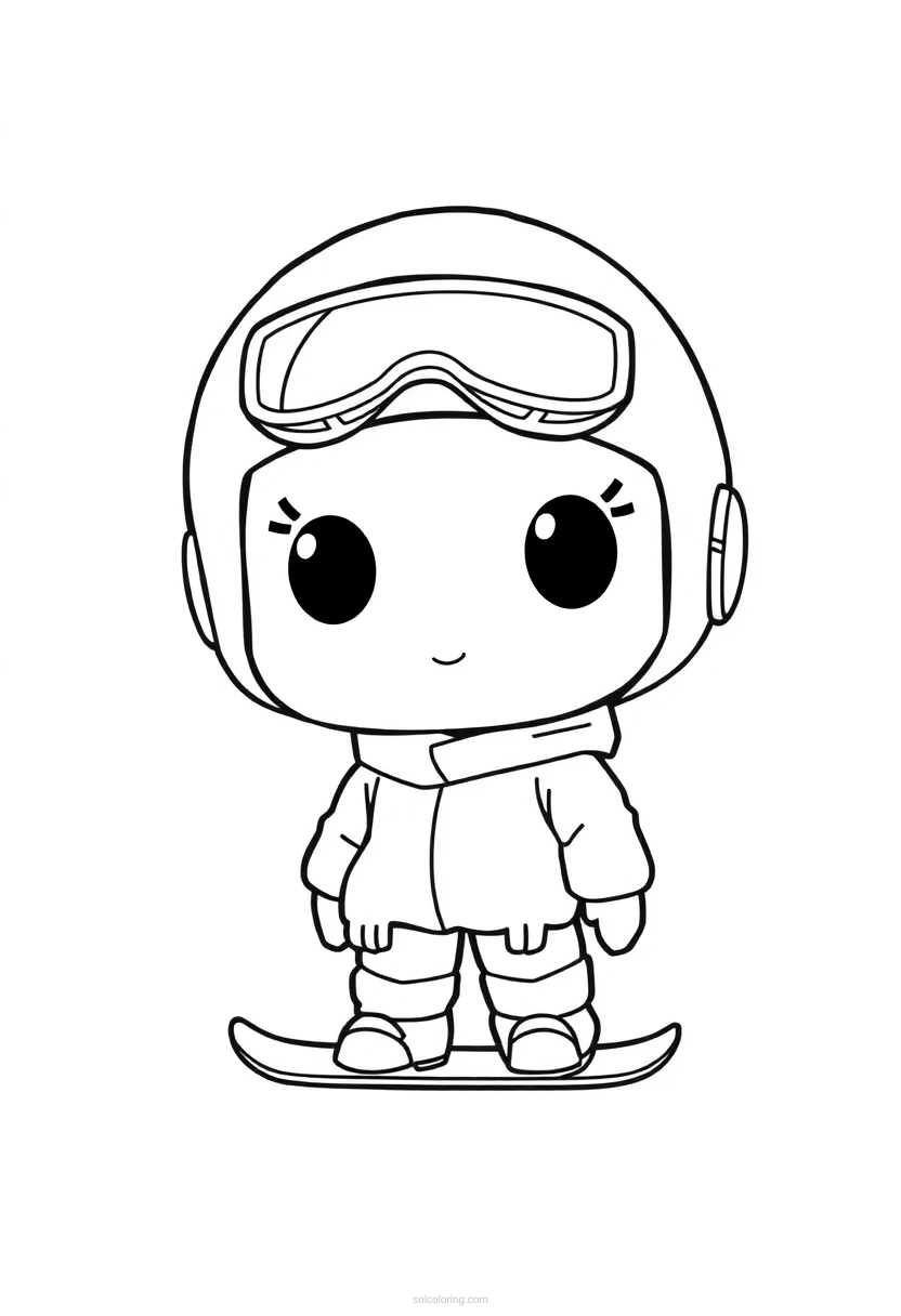 Snowboarder Chibi coloring page for kids