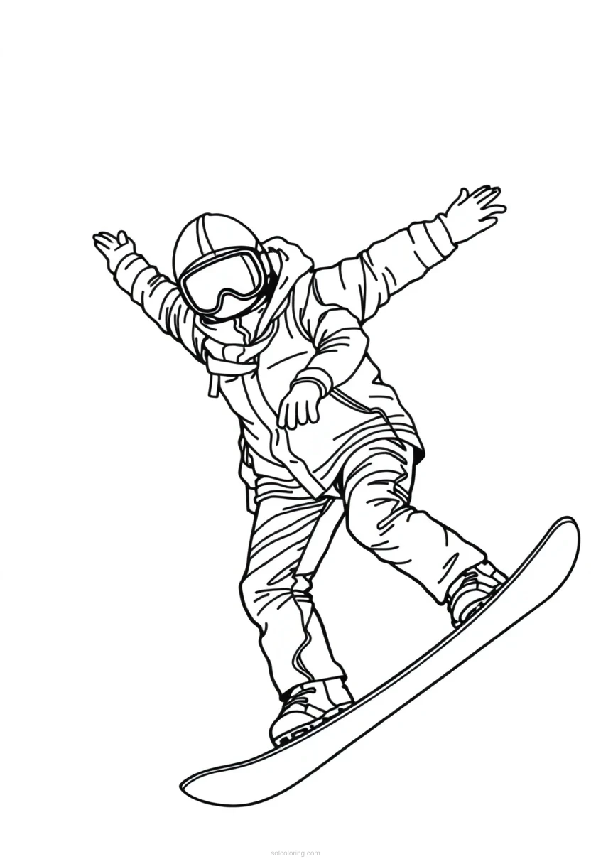 Snowboarder Chibi coloring page for kids