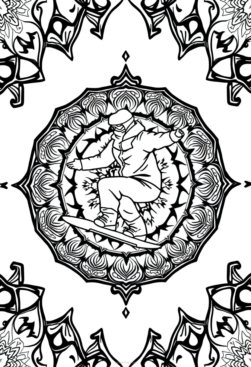 Snowboarder coloring page for kids