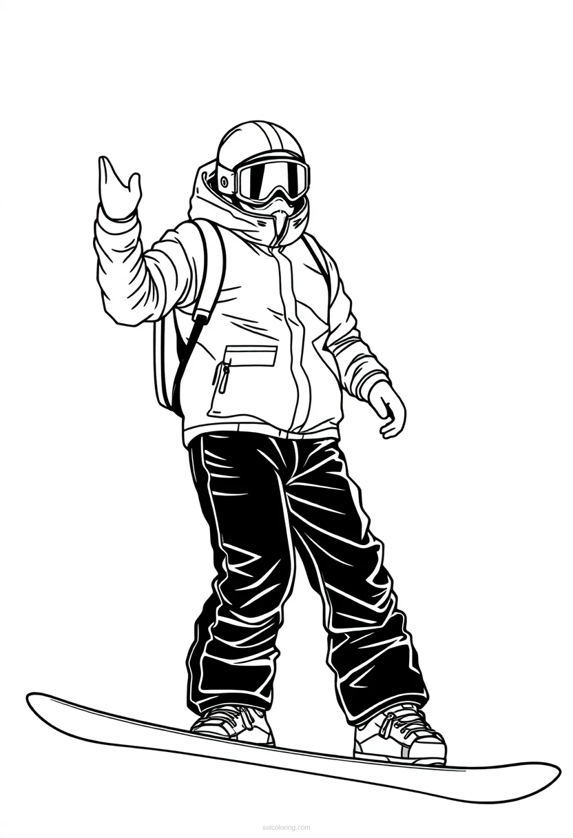Snowboarder Chibi coloring page for kids