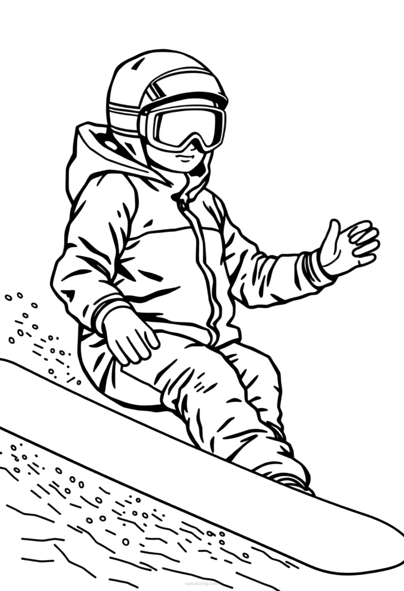 Snowboarder coloring page for kids