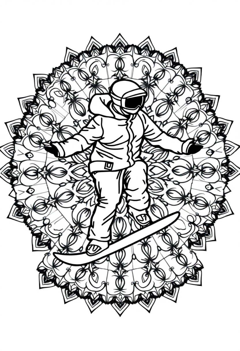 Snowboarder coloring page, free printable