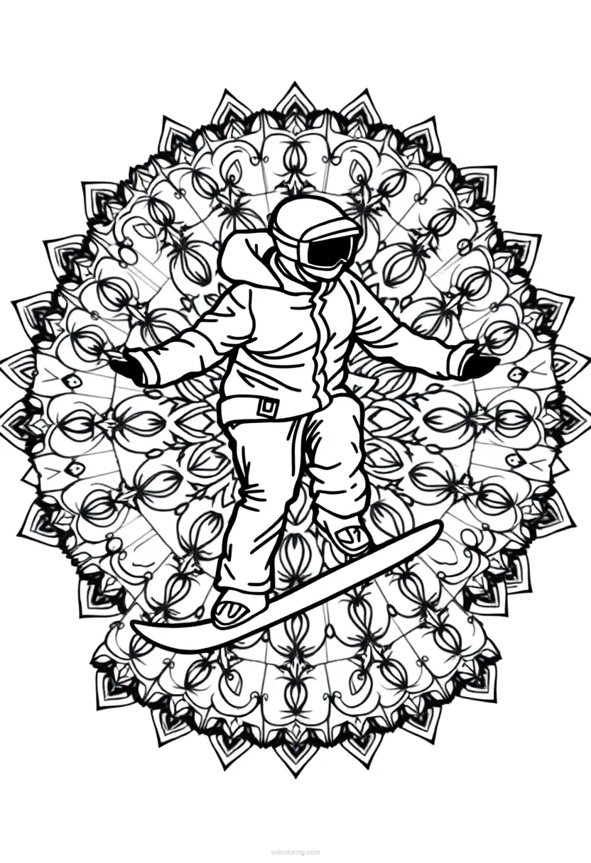 Snowboarder coloring page for kids