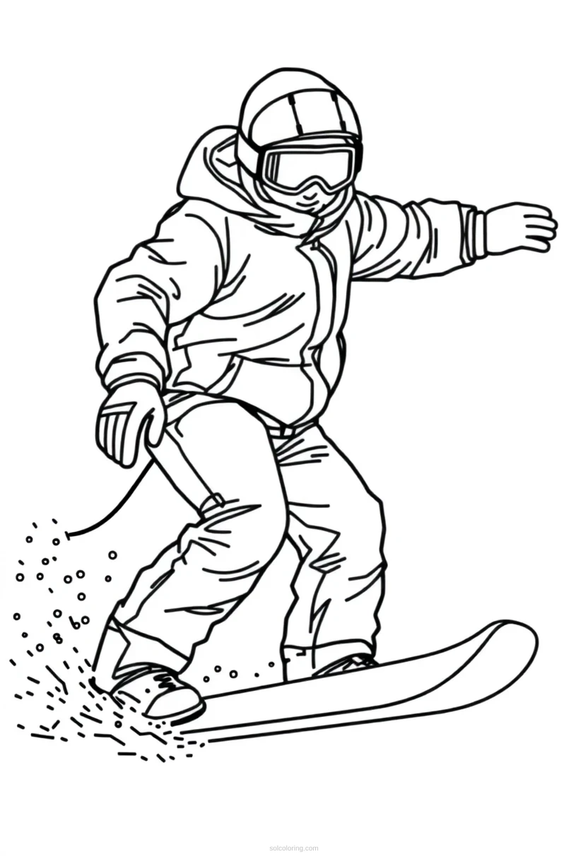 Snowboarder coloring page for kids