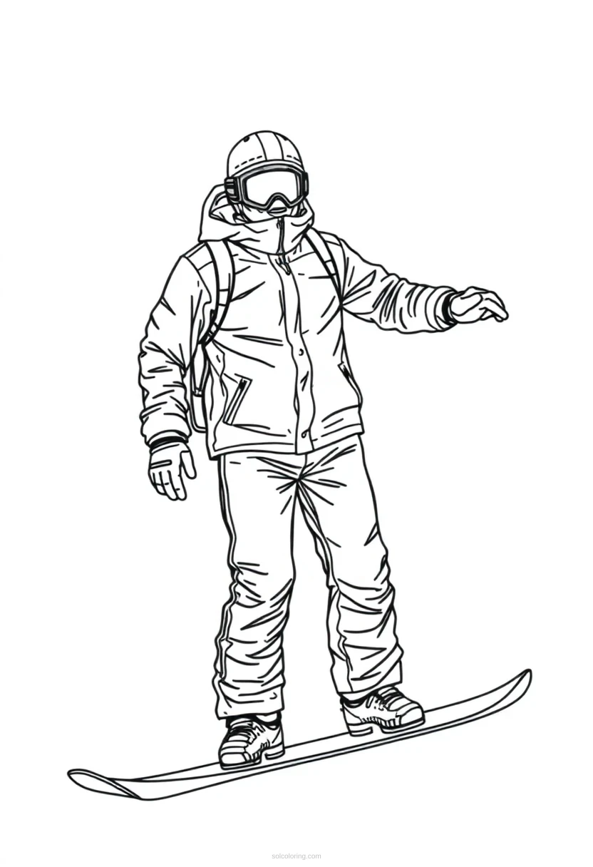 Snowboarder coloring page for kids
