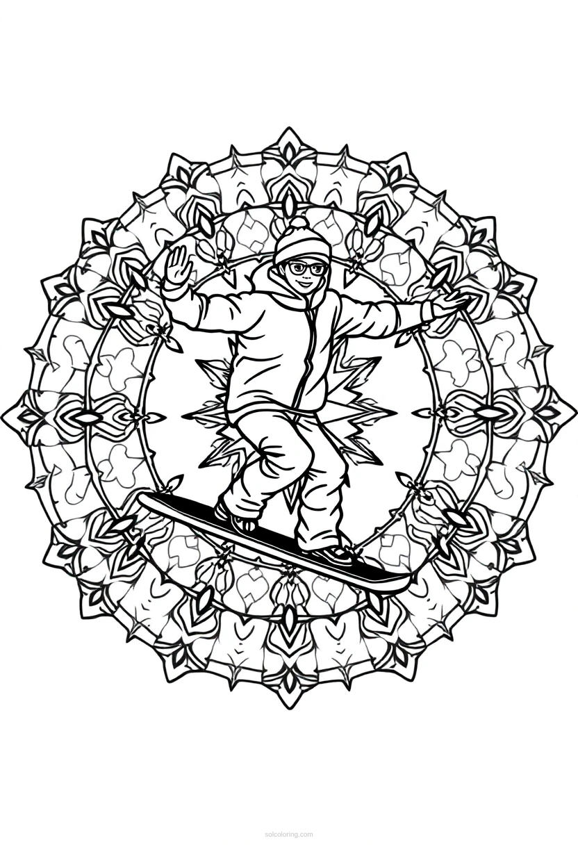 Snowboarder coloring page for kids