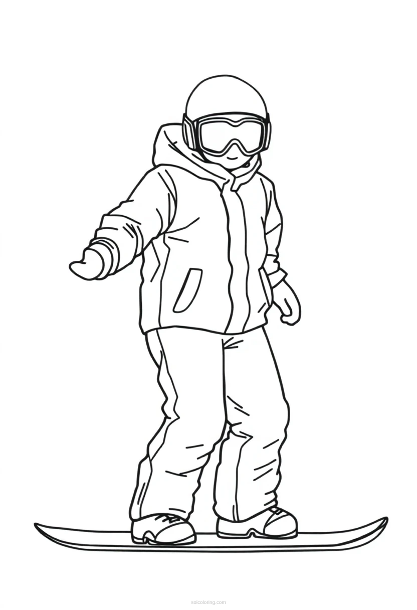 Snowboarder coloring page for kids