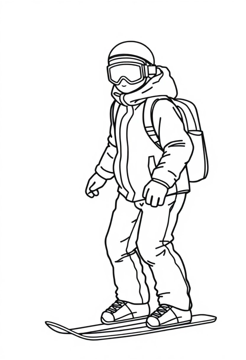 Snowboarder coloring page, free printable
