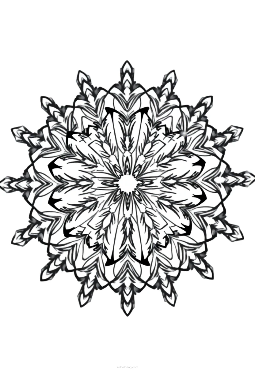 Snowflake Crystal Mandala Pattern coloring page for kids