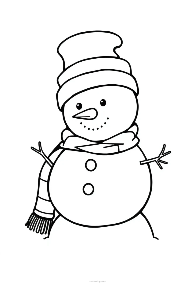Snowman With Hat And Scarf coloring pages