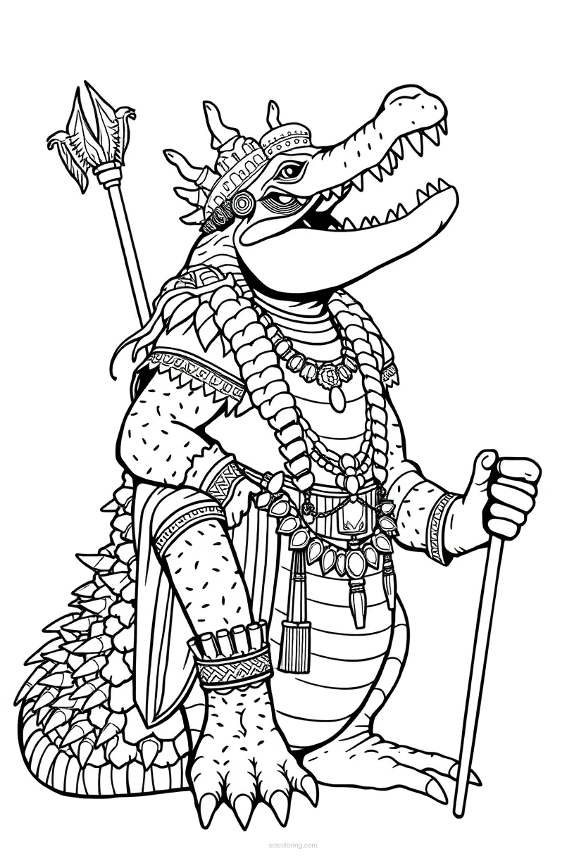 Sobek Crocodile God coloring page for kids