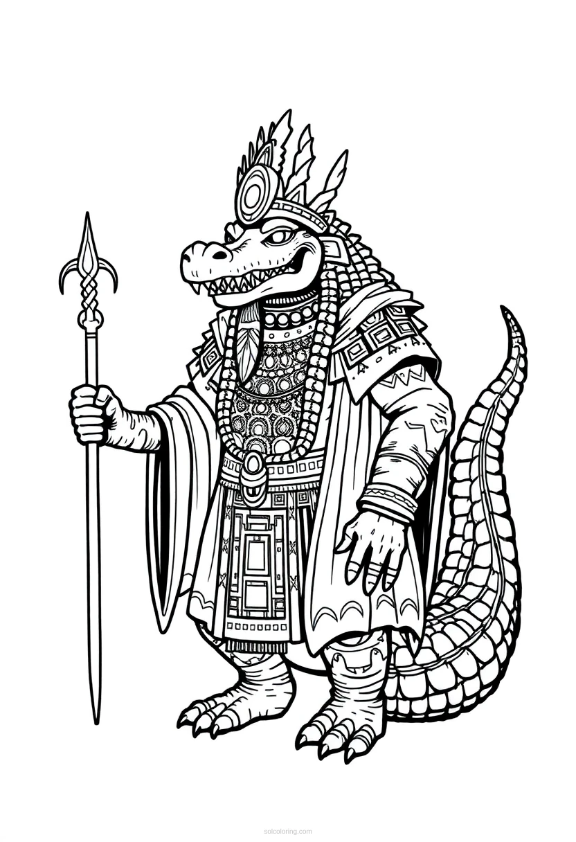 Sobek Crocodile God coloring page for kids