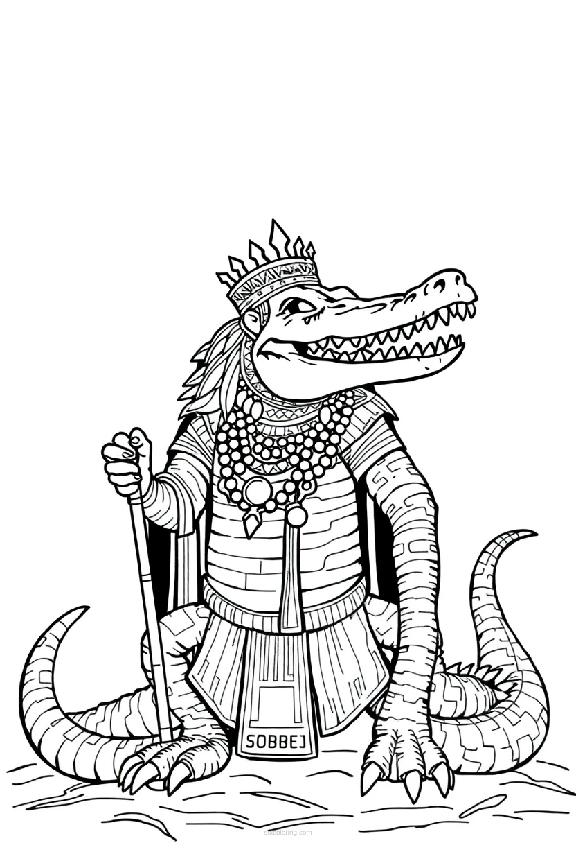 Sobek Crocodile God coloring page for kids