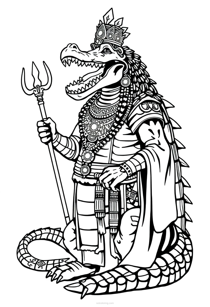Sobek Crocodile God coloring page for kids