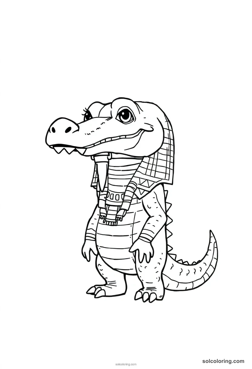 Chibi Sobek the Crocodile God chibi coloring page for kids