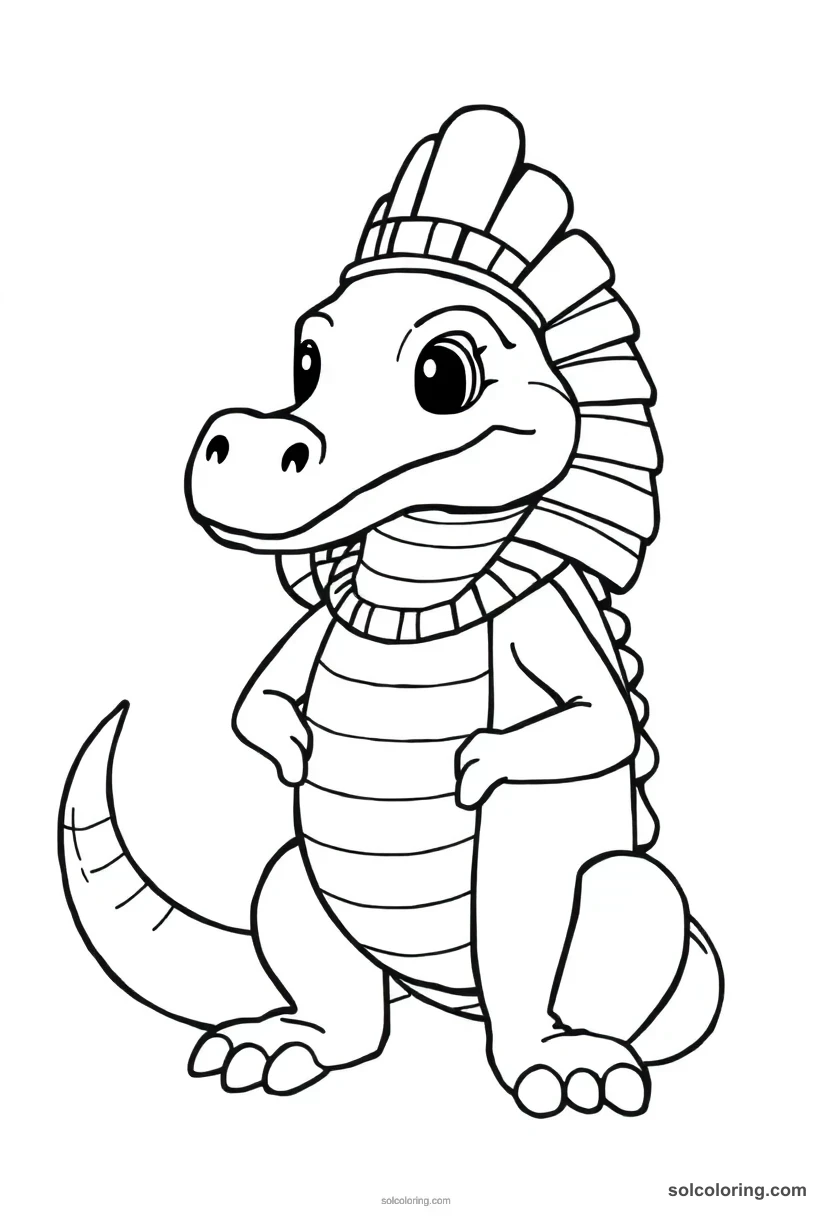 Cute Cartoon Sobek the Crocodile God cute cartoon coloring page for kids