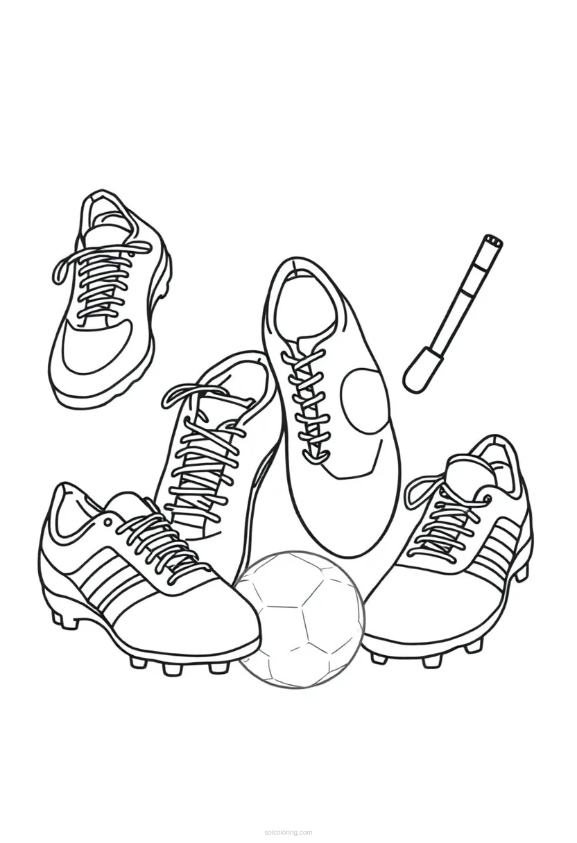 Soccer Cleats and Equipment coloring page for kids