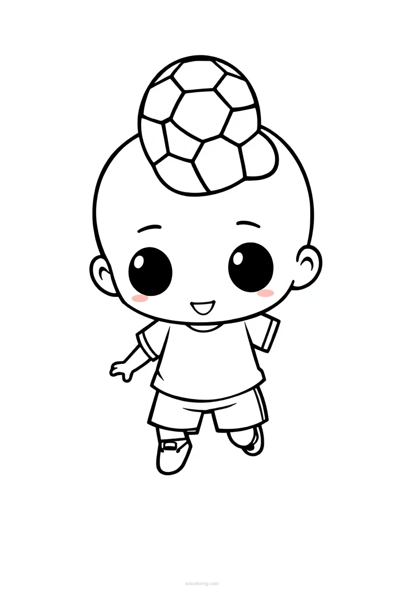 Soccer Player Heading Ball coloring page for kids