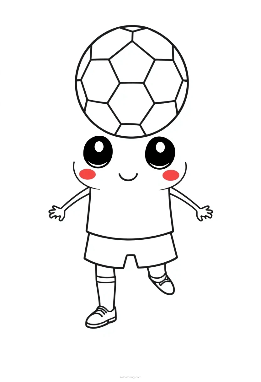Soccer Player Heading Ball coloring page for kids