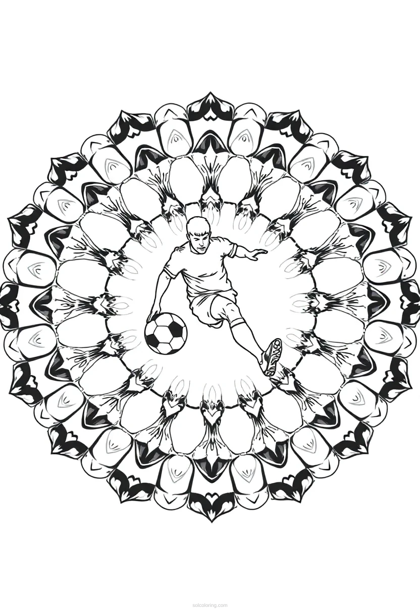 Soccer Player Heading Ball coloring page for kids