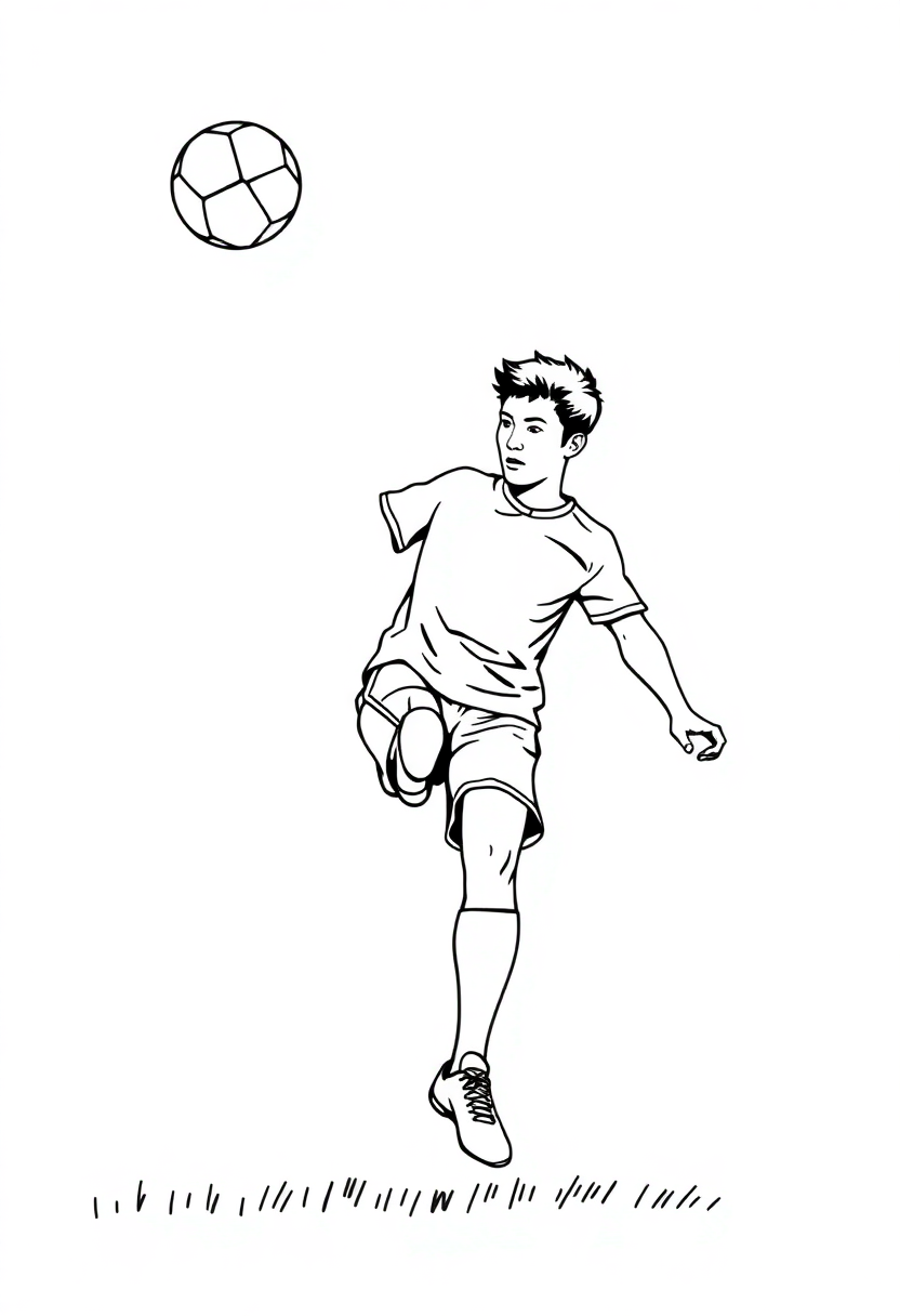 Soccer Player Heading Ball coloring page, free printable
