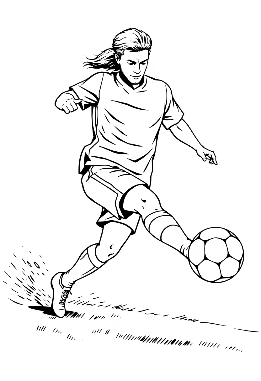 Soccer Player Kicking Ball coloring page, free printable