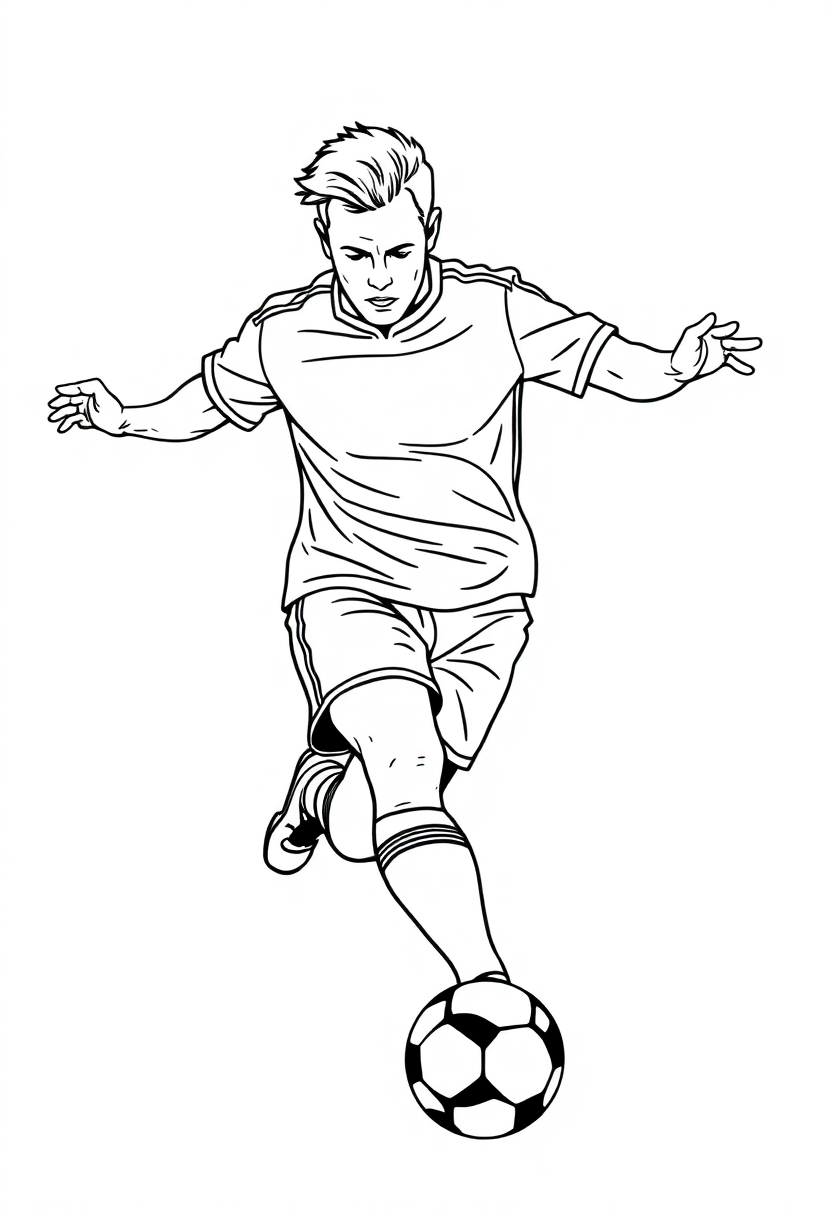 Soccer Player Kicking Ball coloring page, free printable