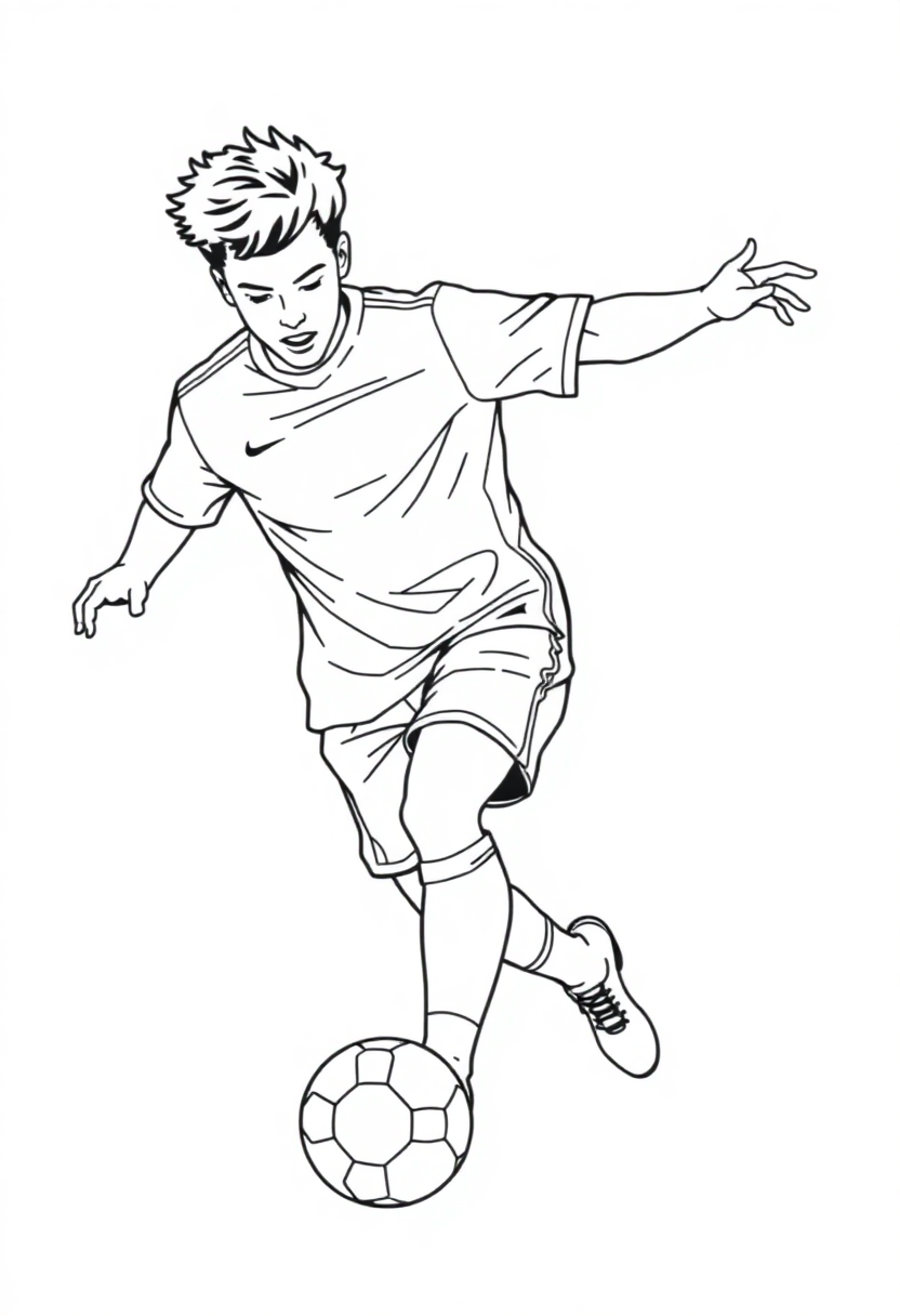Soccer Player Kicking Ball coloring page, free printable