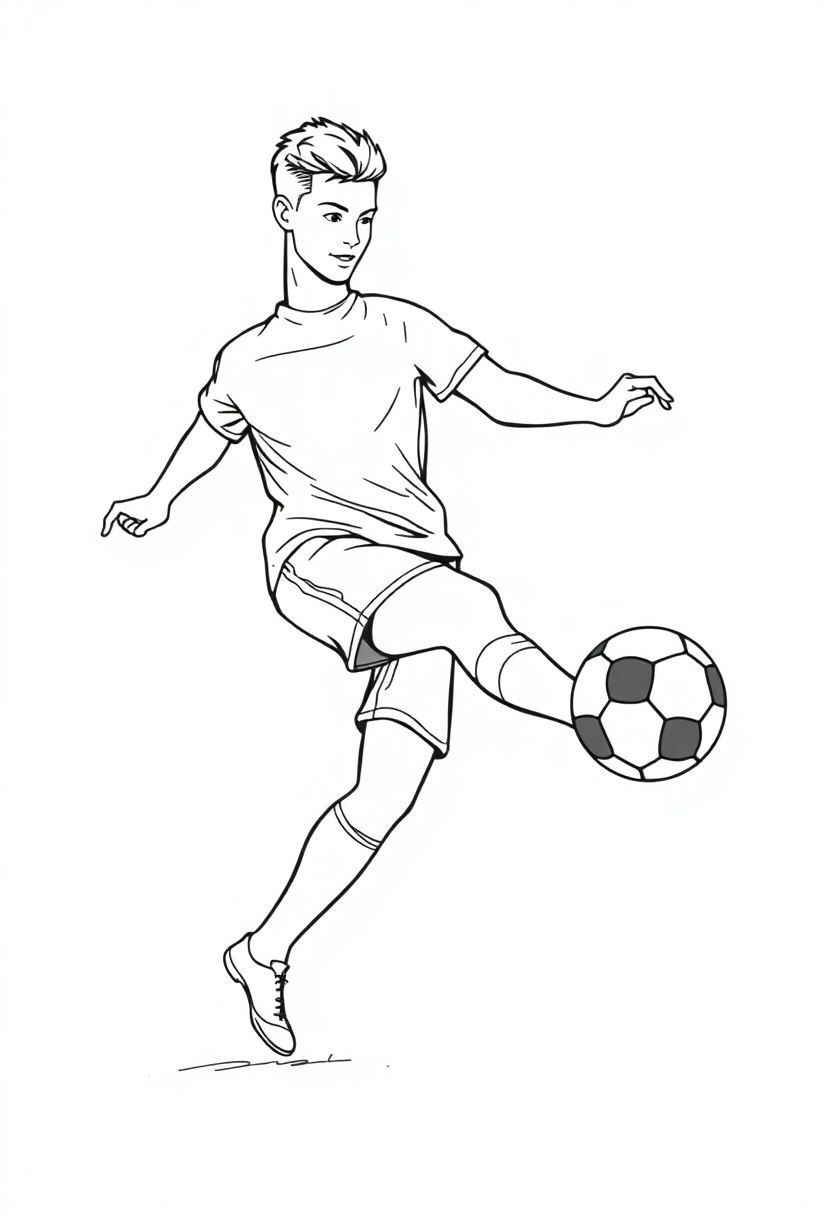 Soccer Player Kicking Ball coloring page, free printable