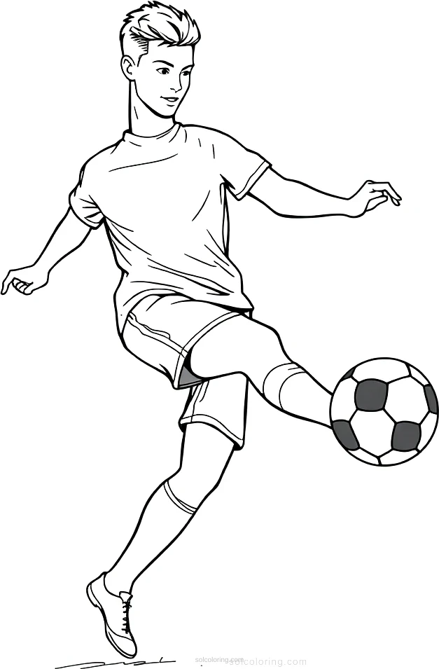 Soccer Player Kicking Ball coloring pages