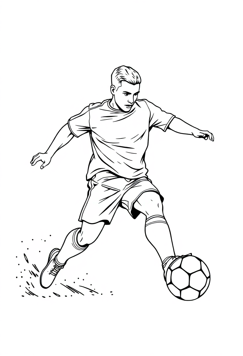 Soccer Player Kicking Ball coloring page, free printable