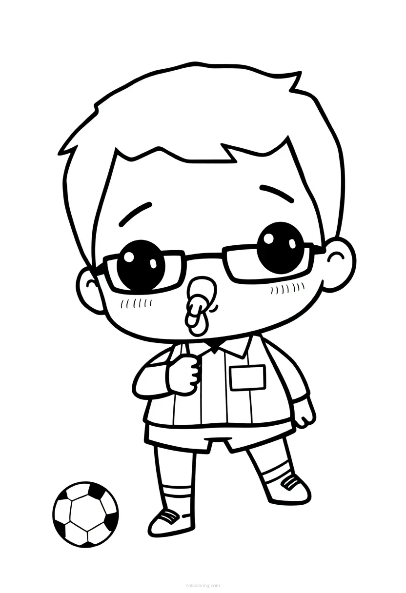 Soccer Referee With Whistle coloring page for kids