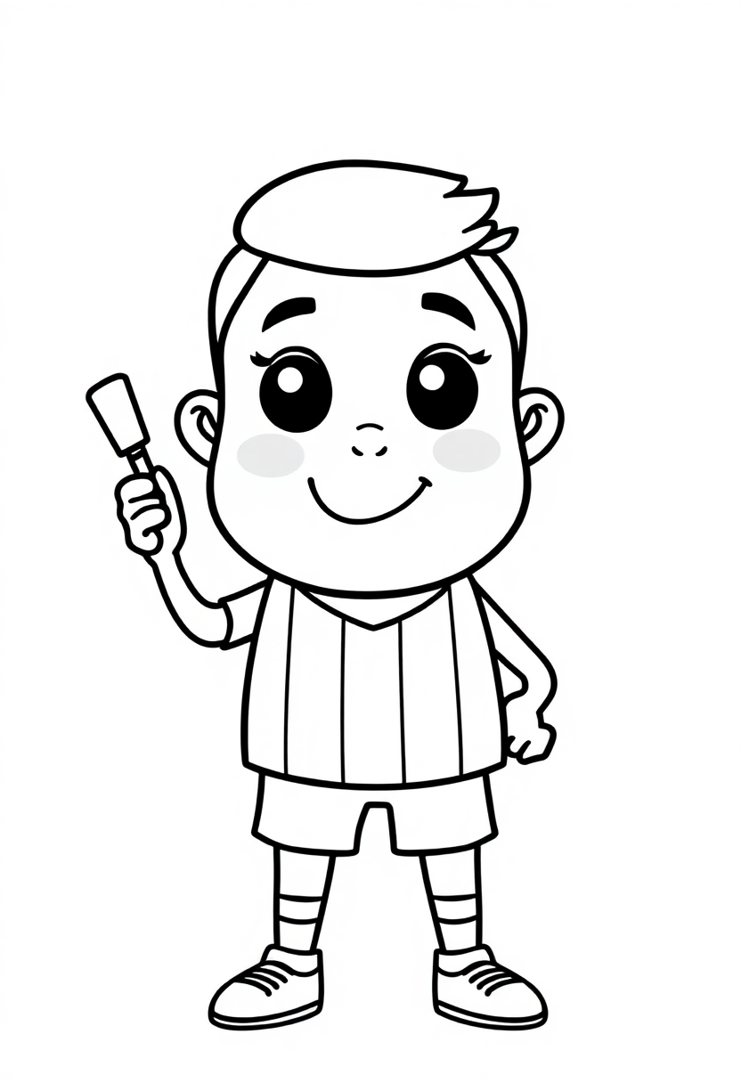 Soccer Referee with Whistle coloring page, free printable