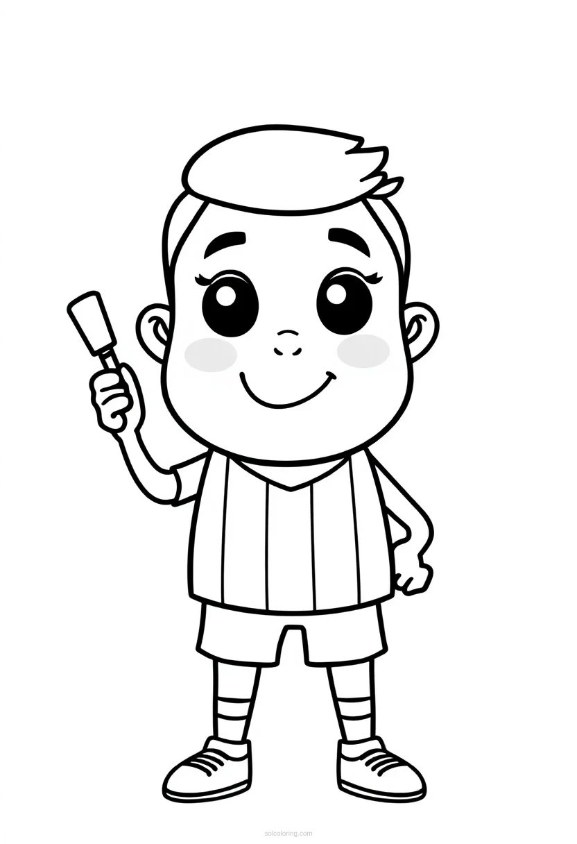 Soccer Referee With Whistle coloring page for kids