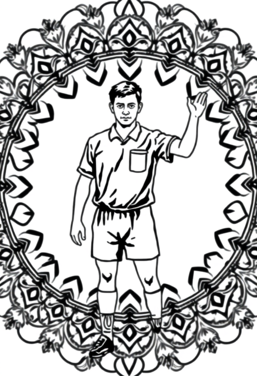 Soccer Referee with Whistle coloring page, free printable