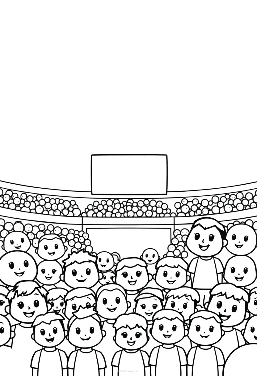 Soccer Stadium Crowd coloring page for kids