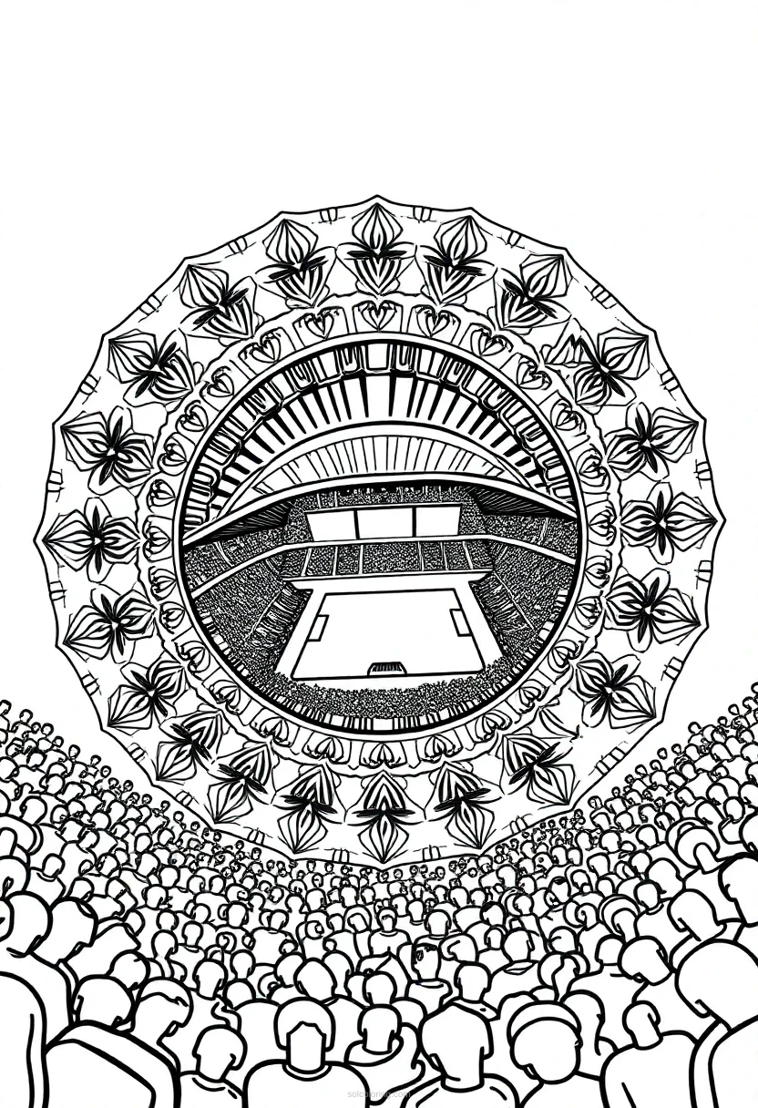 Soccer Stadium Crowd coloring page for kids